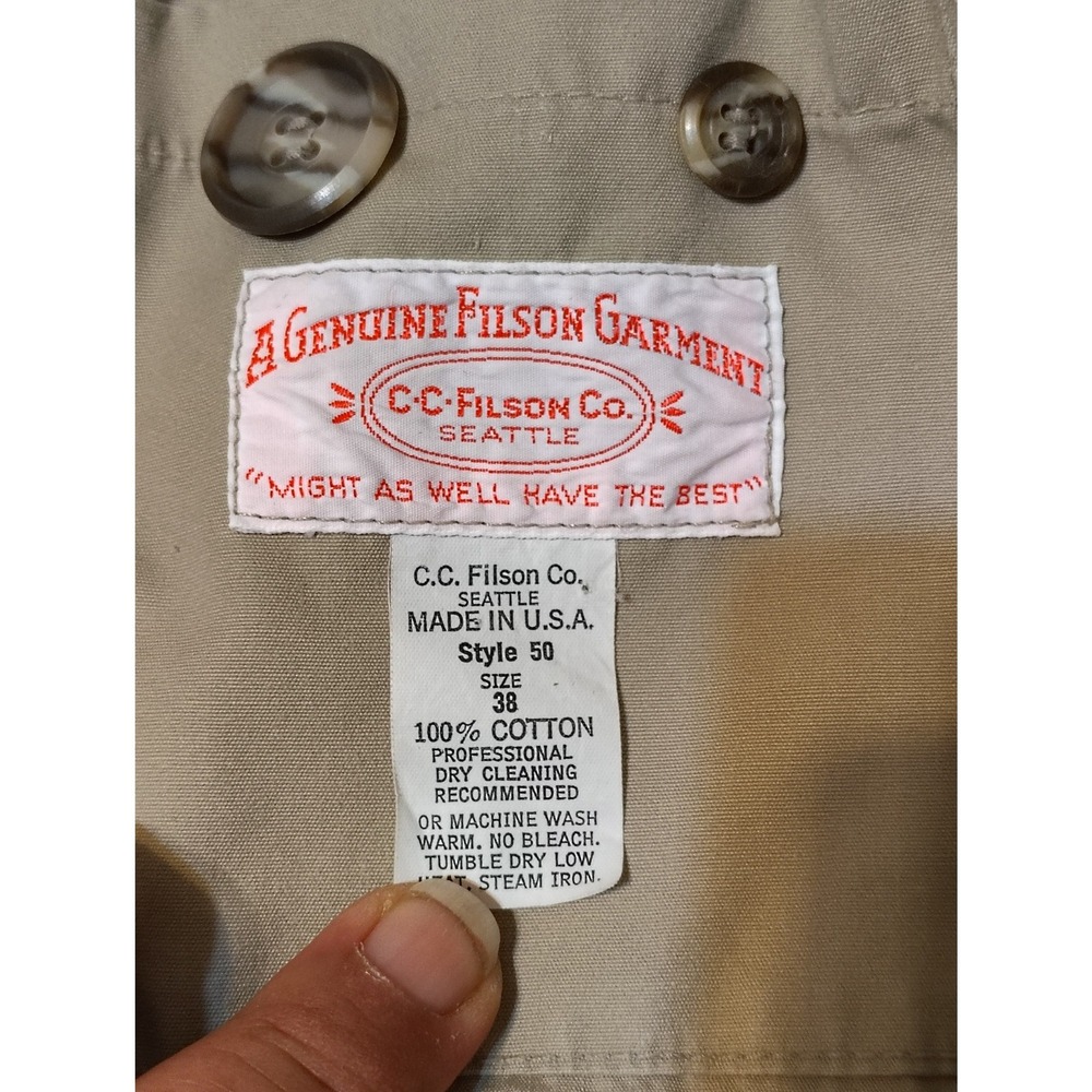 C. C. Filson Style 50 Khaki Utility Jacket Shooting Safari Fishing Mens Sz Large - Picture 11 of 11
